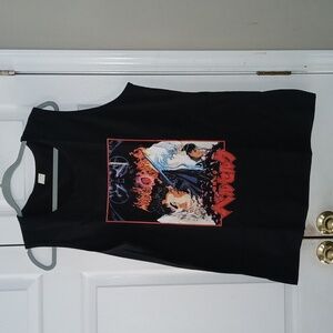 Anime  black sleeveless tank top Sz L ( see measurements) NWOT